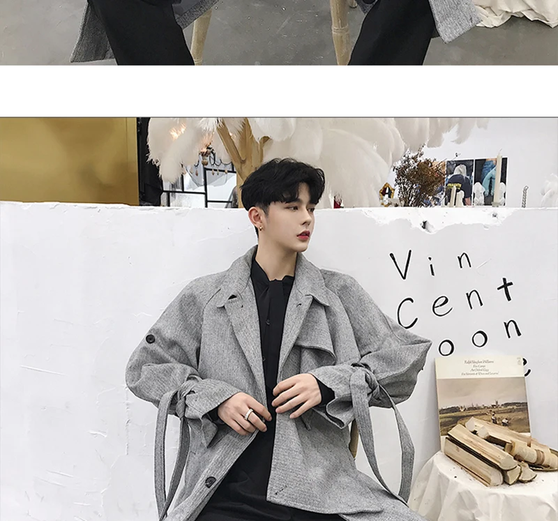  Trench Coat Men Streetwear Punk Rave Gothic Long Jacket  (10)