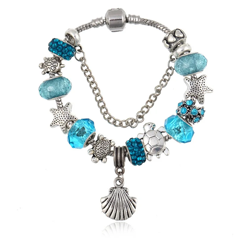 

Ocean Series Bracelets&Bangles With Starfish Turtles Shell Beads Bracelet For Women Jewelry Christmas Gift