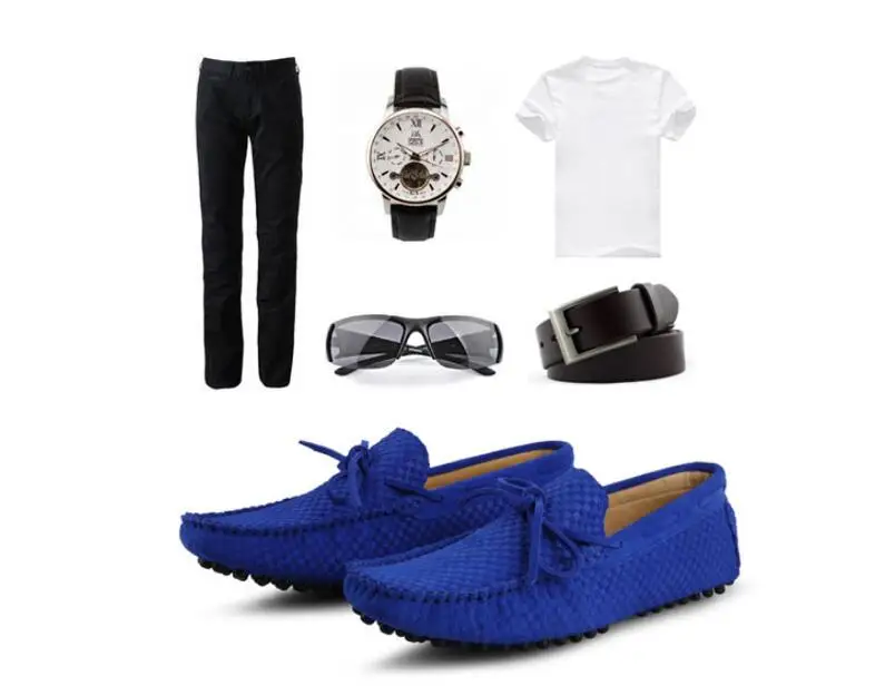 Men's Casual Suede Handmade Velvet Loafers Breathable Leather Driving Shoes Slip-on Boat Shoes Fashion Moccasins Men's Flat Shoe (13)