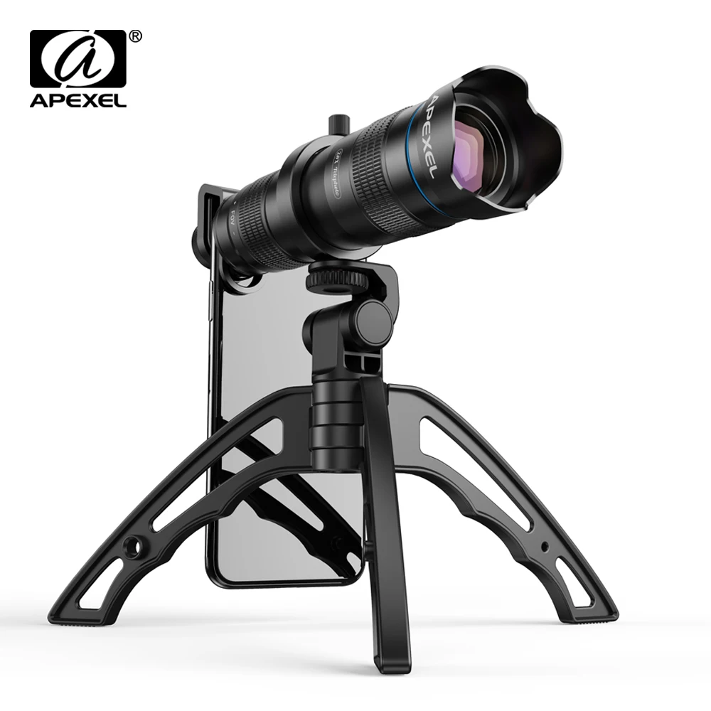 APEXEL Optic Phone Camera Lens HD 28X Metal Telescope Lens Monocular With Mini Selfie Tripod For iP