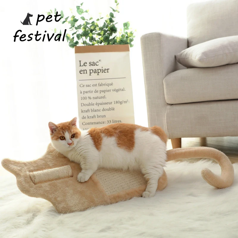 

Pet Festival Cat-Shaped Cat Scratch Board Pad Teasing Pet Corrugated Safe Card Board Scratcher Toy