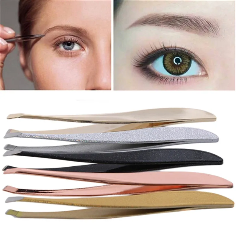 

1PC Hot Sale Stainless Steel Tweezers Eyebrow Face Nose Hair Clip Remover Tool Colorful Professional Banana Clip Hot Sale