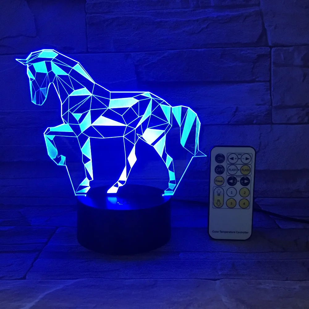  Remote Or Touch Switch Acrylic 3D Stereo Vision Lamp Horse Interior Decorative Lamp 7 Color Change  - 32836137802
