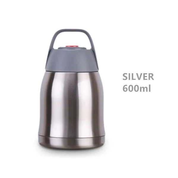 600ml Silver Большой объем, 600 мл/800 мл/1000 мл, термос, Ланч-бокс, портативный контейнер из нержавеющей стали для еды, супа, термосы, Термокружка - Цвет: 600ml Silver