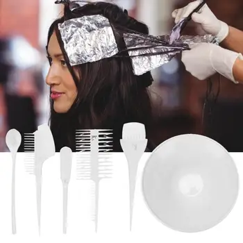

6pcs of Set Professional Hair Dyeing Tool Highlights Comb Brush Dyestuff Mixing Bowl Set