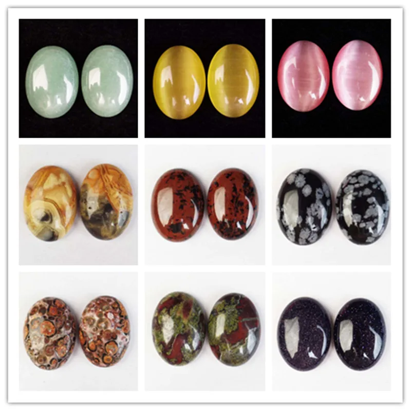 2pieces/lot)Wholesale Natural Mixed Stone Oval CAB CABOCHON 25x18x6mm yl061801