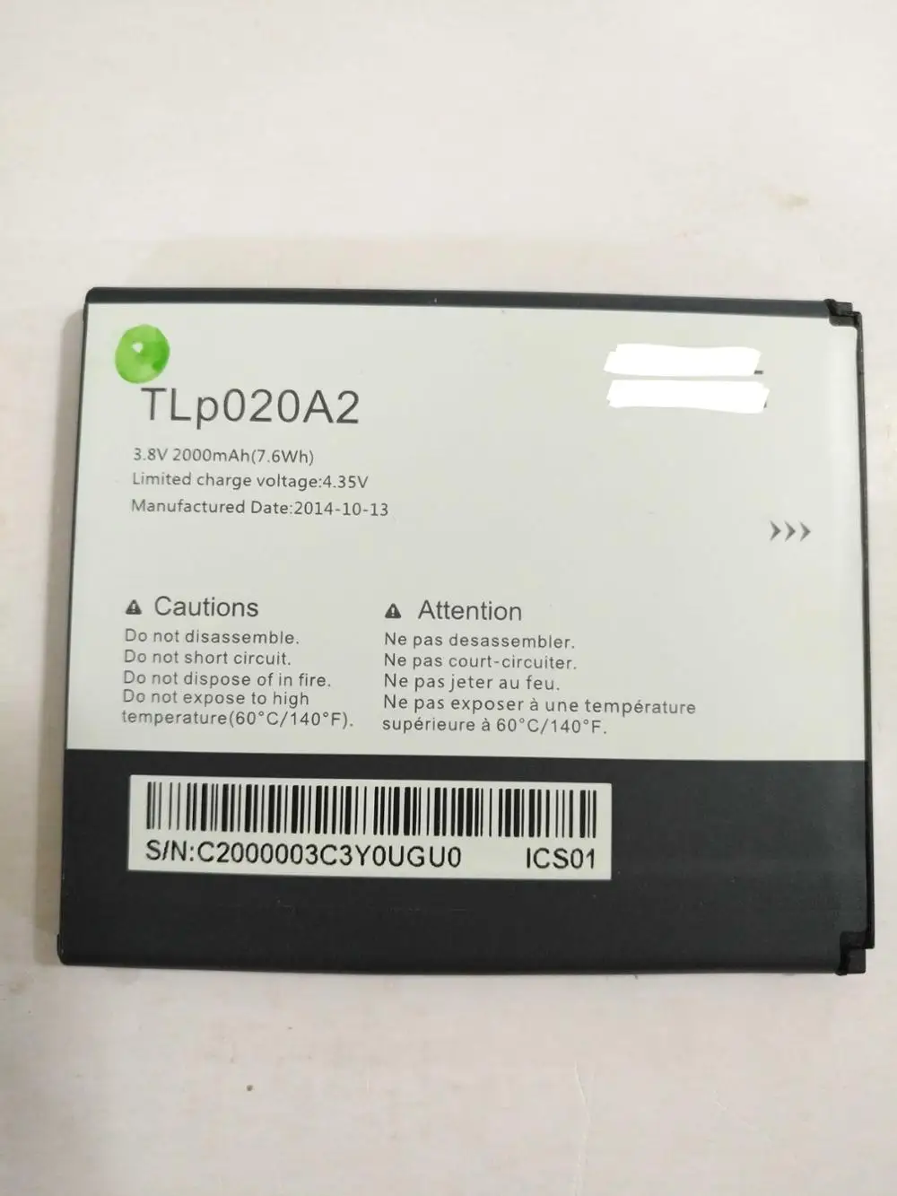 

High Quality TLp020A2/TLP020A1 2000mAh battery For Alcatel One Touch Pop Star LTE A845L / POP S3 OT5050 5050X phone