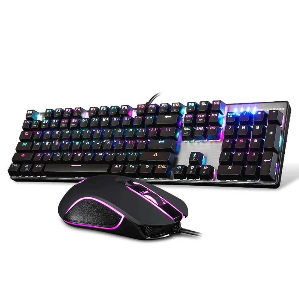 Motospeed CK888 игровая механическая клавиатура + Регулируемый dpi мышь набор с кабелем 1 8