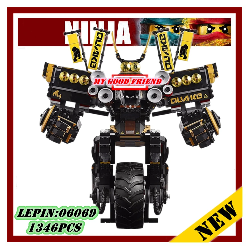 

Compatible with legoe Lepin Building Blocks 06069 Toys 1346 Pcs Cole's Quake Mech Ninjago Series Jay Kai A Gang's Unicycle