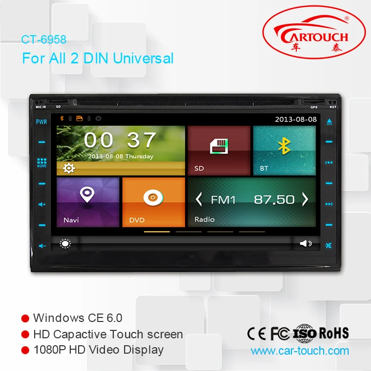 Discount 6.95 inch wince 6.0 in dash 2 din Car DVD Player audio HD Touch Screen 1080p Video Wifi 3G GPS Stereo for Nissan Hyundai Honda 1