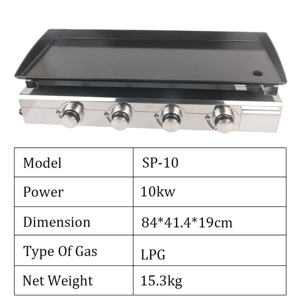 ITOP 4 Burners Gas Plancha BBQ Grills Outdoor Barbecue Tools Non-stick Cooking Hot Plates Heavy Duty Machine BBQ Griddle