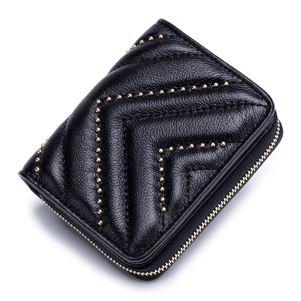 

Premium 100% Cowhide Multi-Card Bit Card Case Women Business Card Holders Large Capacity Credit Card Wallets Brand Zipper Purse