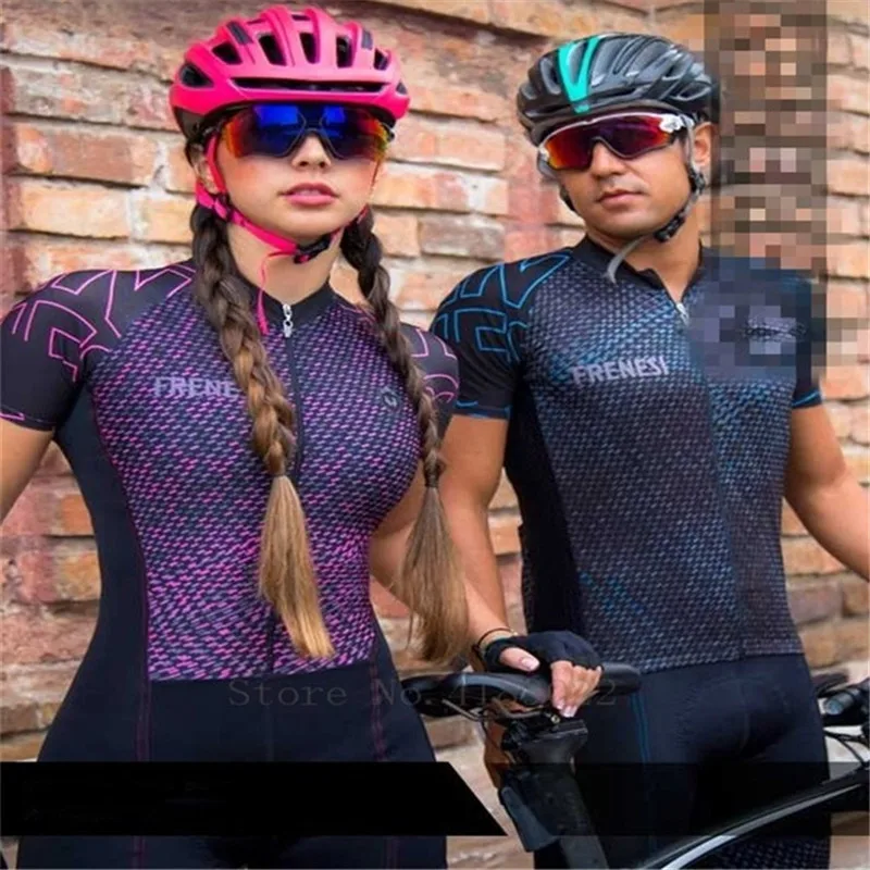 2019 pro team men MTB jumpsuit FRENESI couple models Women cycling Skinsuit bike tights triathlon suit bicicleta maillot custom