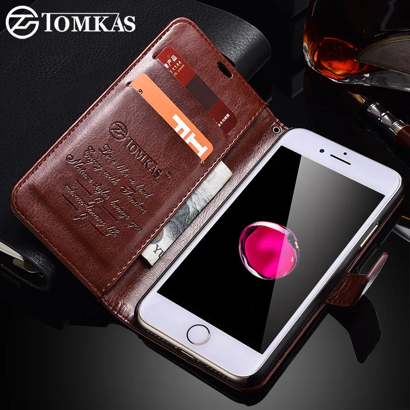 Чехол бумажник TOMKAS для iPhone 8 Plus откидной из искусственной кожи в деловом стиле