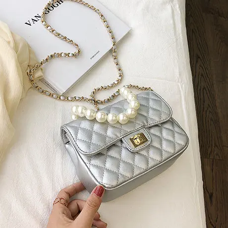 

Simple Women's Designer Handbag Quality PU Leather Chain Bag 2019 Simple Lattice Chain Shoulder Bag Elegant Ladies Evening Bags