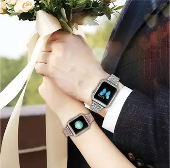 

watch frame metal anti-fall Diamond framed silver plated with diamond protective cover for Apple Watch Band iwatch 123 38mm 42mm