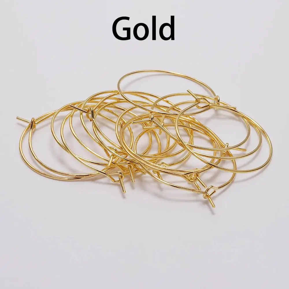 50 шт./лот 20 25 30 35 мм серебряные KC золотые кольца серьги большой круг уха провода обручи серьги провода для DIY ювелирных изделий поставки - Цвет: Gold