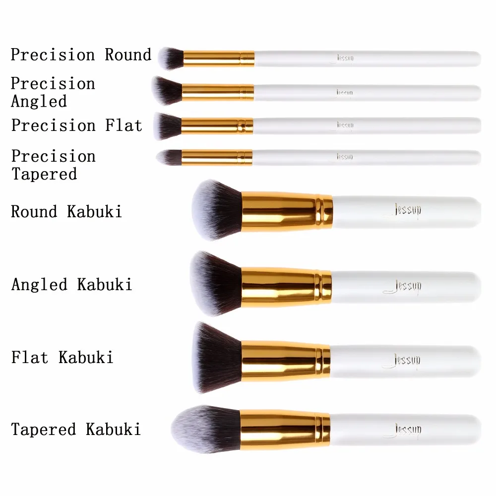 Jessup 8 шт. макияж кисти набор синтетических волос brochas maquillaje Кабуки основа контур
