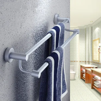 

High quality towel rack Space aluminum towel rack Bathroom towel bar Bathroom accessories double rob