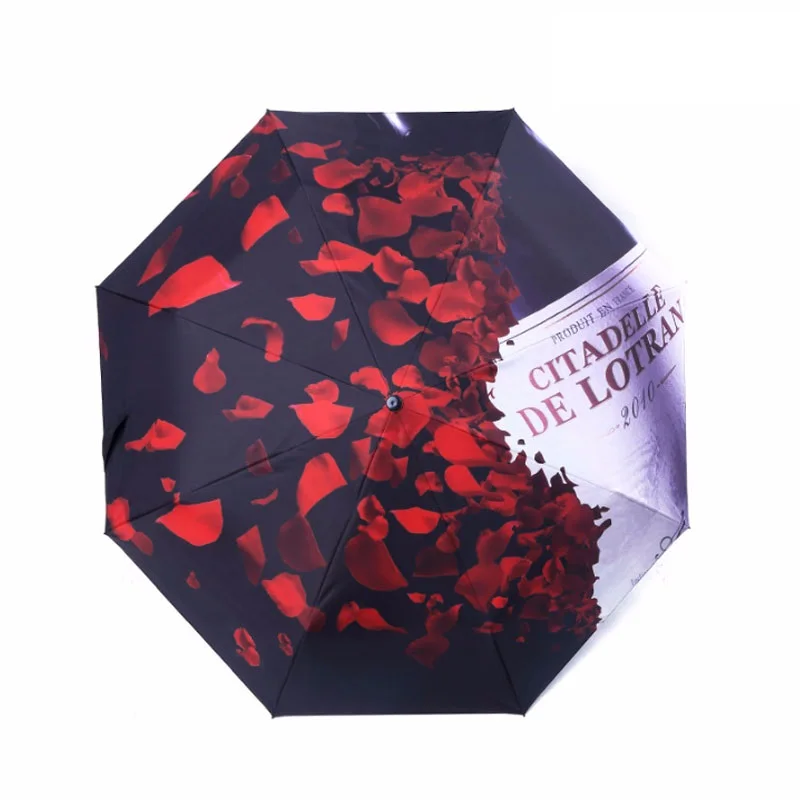 Three Folding Rose Chinese Umbrella Rain Women Design Manual Sunny Umbrellas For Parasol Gear Convenient Fashion Tool | Дом и сад