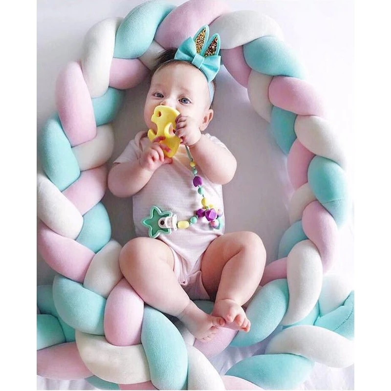 

200CM accessoire lit bebe Baby Pillow Stuffed Safety Crib Bed Bumper Sleep Doll Long Knotted Pillows Kids Room Decorative