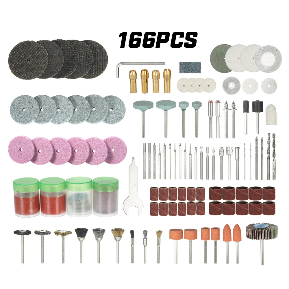 

166PCS 1/8" Electric Grinder dremel drill Accessories Sanding Polishing Grinding engraving Cutting milling Rotary Tool Bit set
