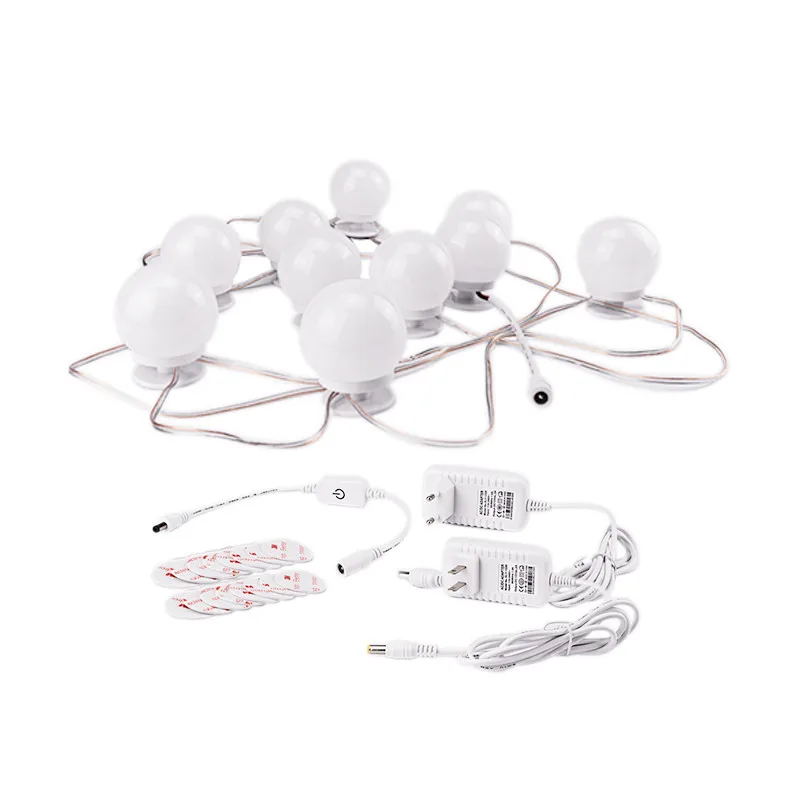 

LED Makeup Mirror Light String 10 LED Bulb Kit For Vanity Desk with Touch Dimmer Decoration Wall Lamp 110V220V EU US Plug Max24W