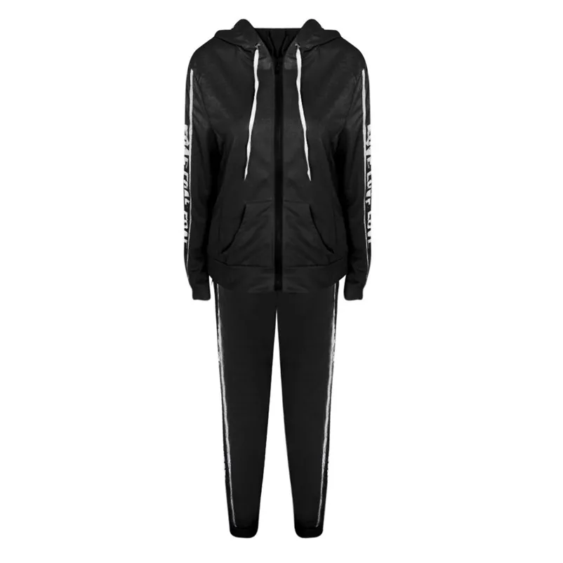 2018 autumn two piece set tracksuit for women for fall Casual Stripe Zipper Long Sleeve Pullove Sport Tops+Long Pants Set N30 (8)
