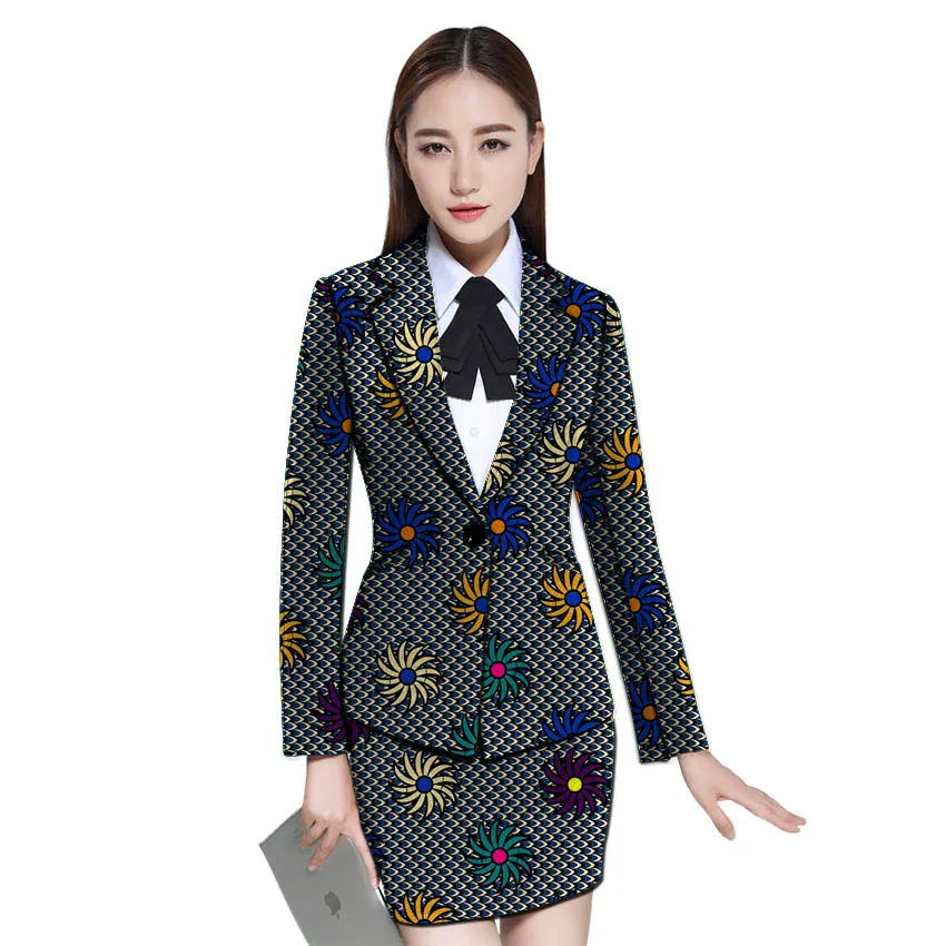 African clothes women print blazer with skirt Ankara fashion skirt and jacket sets female outfits dashiki suits