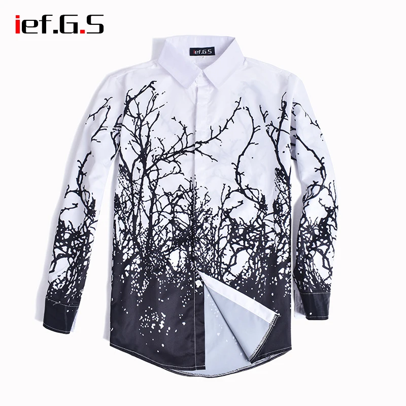 Prix IEFGS 8 couleur hommes casual chemise à manches longues rétro splatter imprimer plus 3xl taille hawaï mode rayé floral corée mince fit chemise