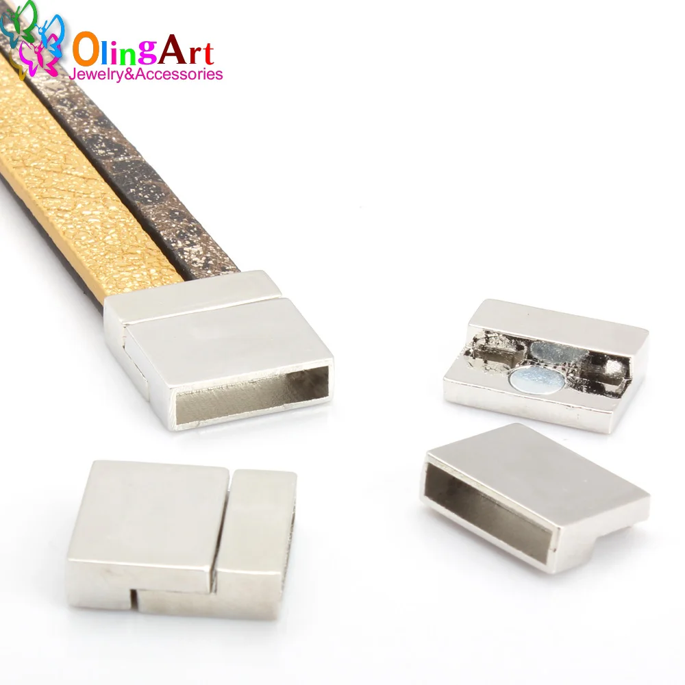 

OlingArt 24*20mm 4Pcs/lot magnetic Leather clasps silver-color Ancient bronze Jewelry Findings DIY Fit 10MM cord /bracelet