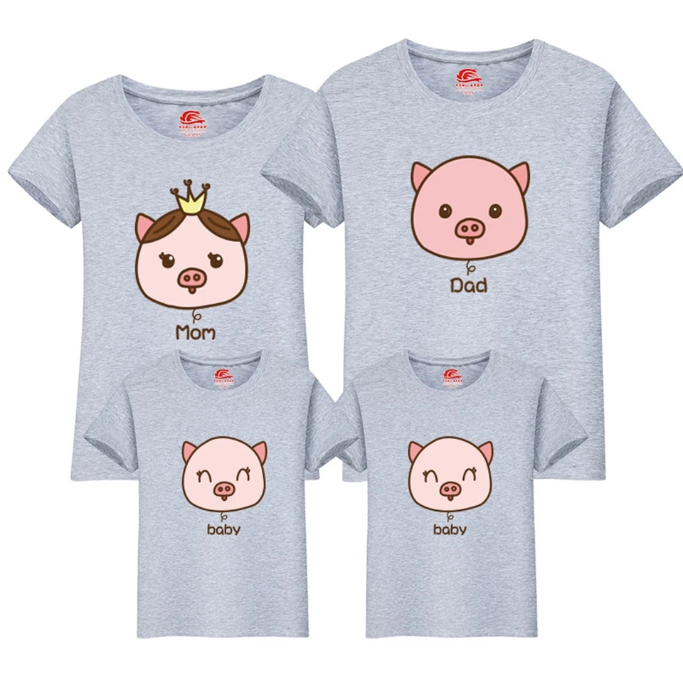 

Family T-shirt Cartoon Daddy Mommy And Me Clothes Mama Girl Father Son Tshirt Mother Daughter Family Bows Matching Outfits Look