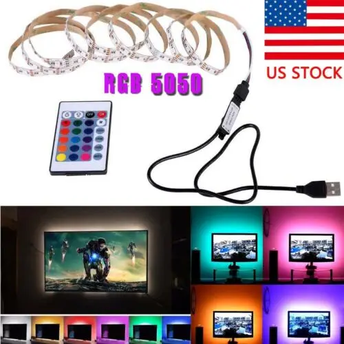

USB Mood Light RGB Multi Color LED Strip Light TV Backlight Remote Contral USA