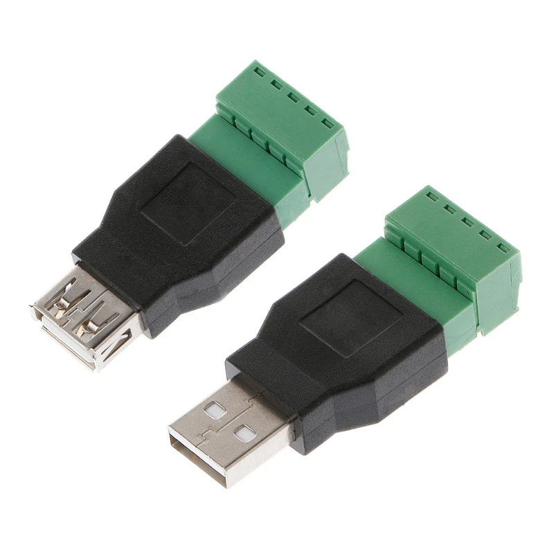 USB 2 0 Type A Male Female to 5P Screw w Shield Terminal Plug Adapter Connecto