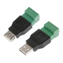 USB 2 0 Type A Male Female to 5P Screw w Shield Terminal Plug Adapter Connecto