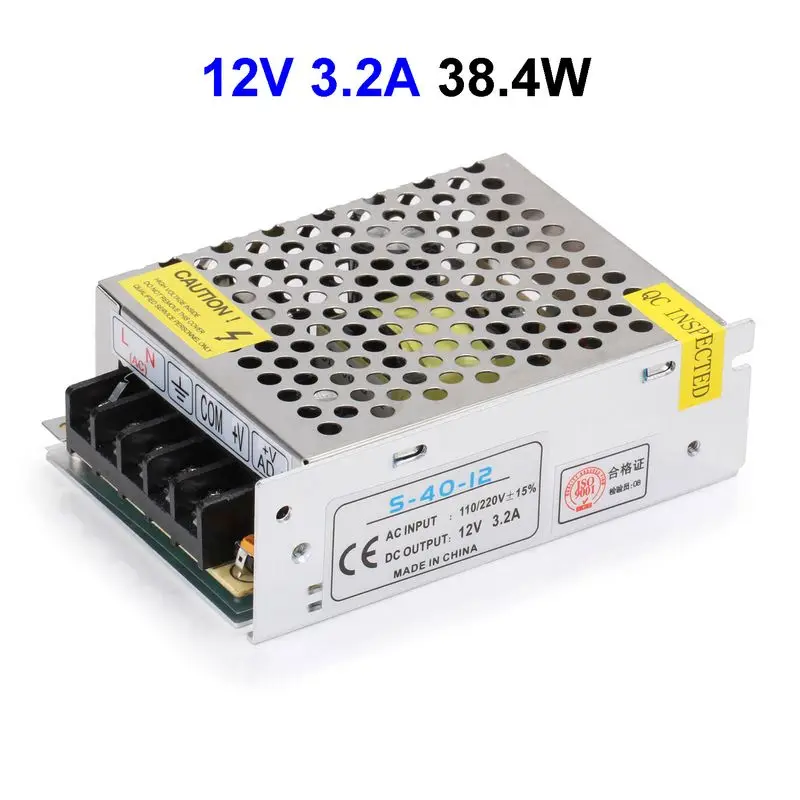 

20pcs CCTV Cameras DC12V 3.2A 38.4W Switching Power Supply Adapter Driver Transformer For LED Strip Light