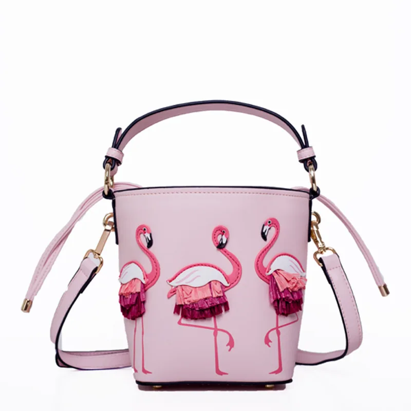 

Flamingo Womens bag female 2019 new bucket bag niche design handbag Korean version of the little fairy shoulder messenger bag