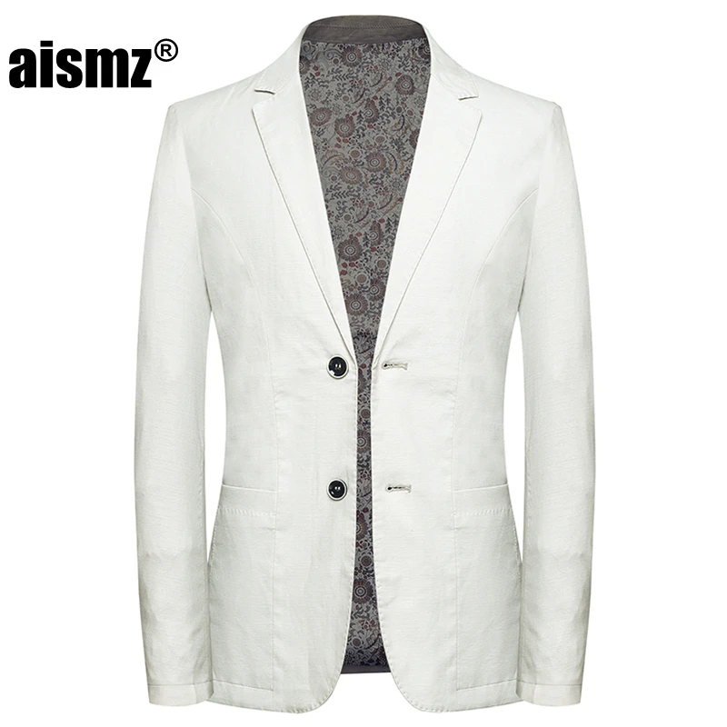 

Aismz High Quality Smart Linen Men Slim Casual Business White Suit Blazer jackets,Mens Blazer Hombre Casaco Masculino Jacket