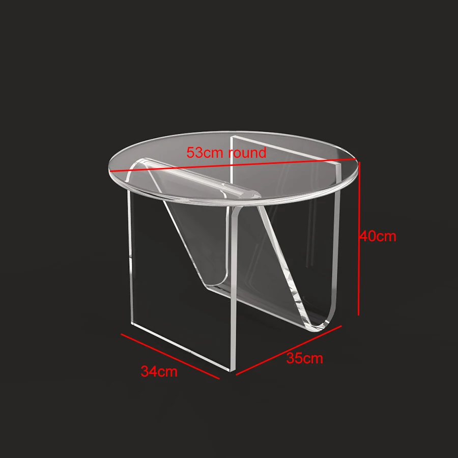 Clear Round Acrylic Coffee Tea Table, Lucite Occasional Sofa Side Magazine/Laptop Tables Clear Round Acrylic Coffee Tea Table, Lucite Occasional Sofa Side Magazine/Laptop Tables