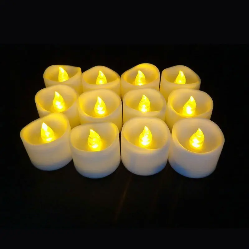 

24pcs Battery operate LED Candle tealight Flameless Flicker wavy Tea Light Wedding Christmas Valentine table Decor-3 color optio