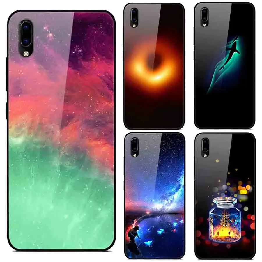 

For Vivo Y91C Y93 Tempered Glass Phone Case For Vivo Y91C Y93 Soft Bumper Tempered Fashion Case