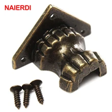 NAIERDI 4pcs Antique Foot Brass Jewelry Wood Box Decorative Feet Leg Corner Bracket Cabinet Protector For Furniture Hardware