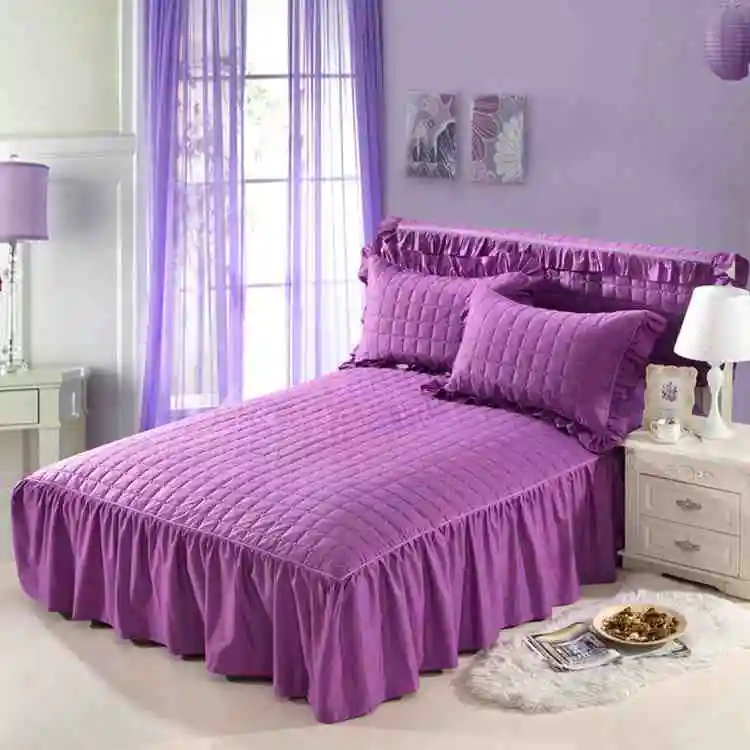 Thick quilted cotton bed skirt autumn and winter warm bedding solid color plus bedspreads single