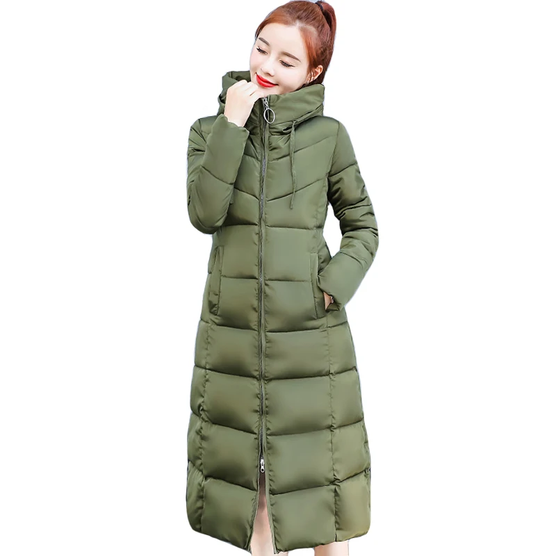 Размера плюс 4XL 5XL 6XL зимняя куртка для женщин с капюшоном с подкладкой теплая плотная Женская куртка длинная парка для девушек