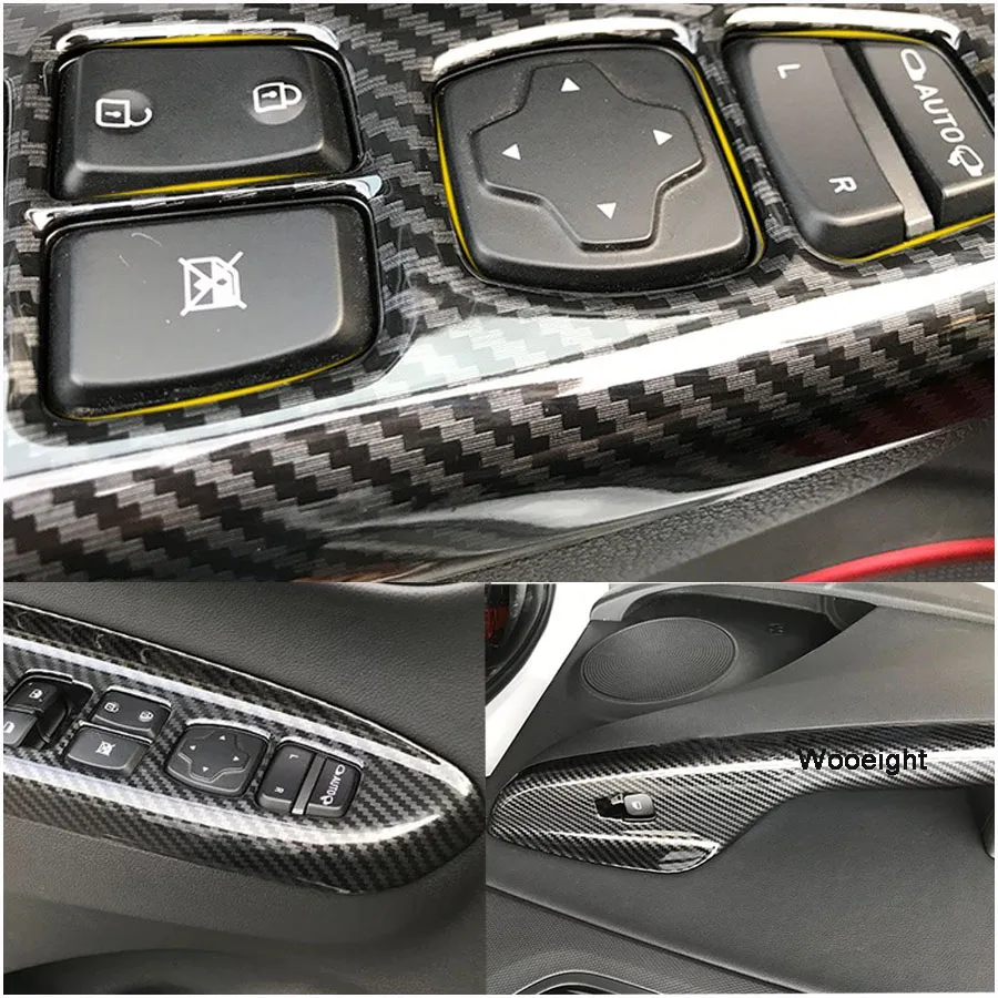4Pcs Car Electric Carbon Fiber Window Switch Door Panel Handle Armrest Button Cover Trim For Hyundai Encino Kauai Kona 2018 SUV (7)