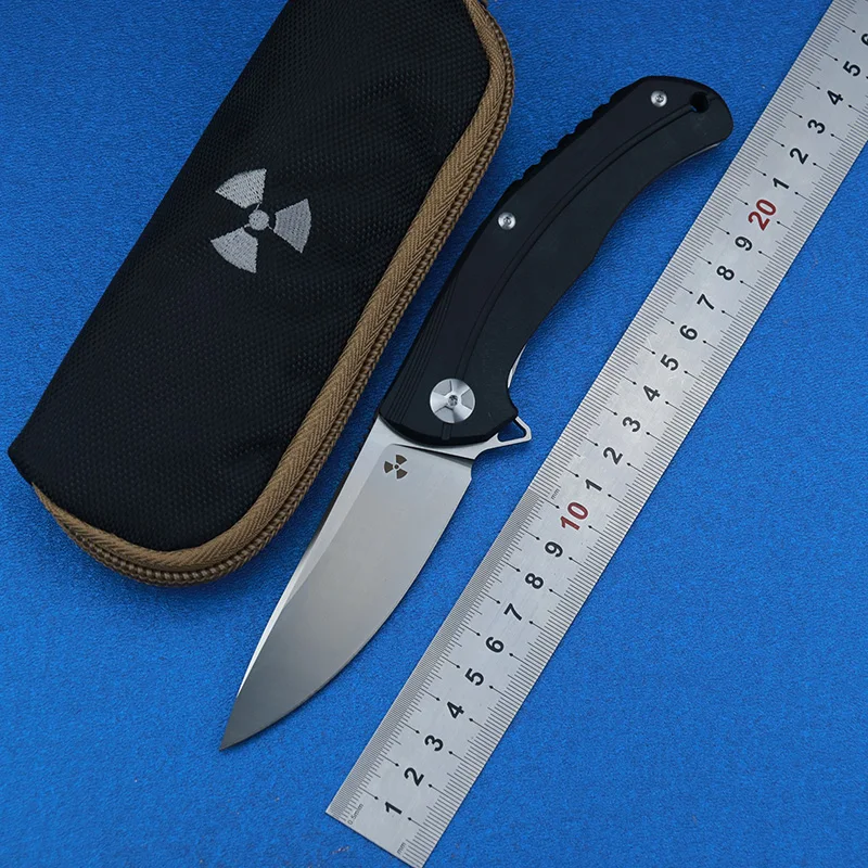 

Складной нож LEMIFSHE JK3215BG Flippre, лезвие D2, титановый метеорит, ручка с узором, кухонные уличные универсальные ножи для фруктов, для повседневного использования