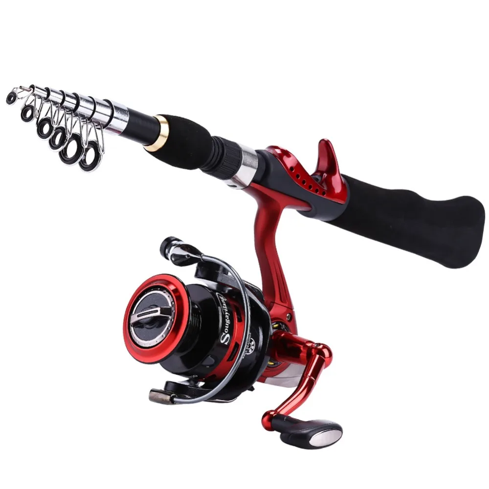 Sougayilang Pemintalan Fishing Rod dengan BD2000 Reel Set Olta 1,65 m Red Travel Carbon Portabel Fishing Rod Combo Fishing Pole