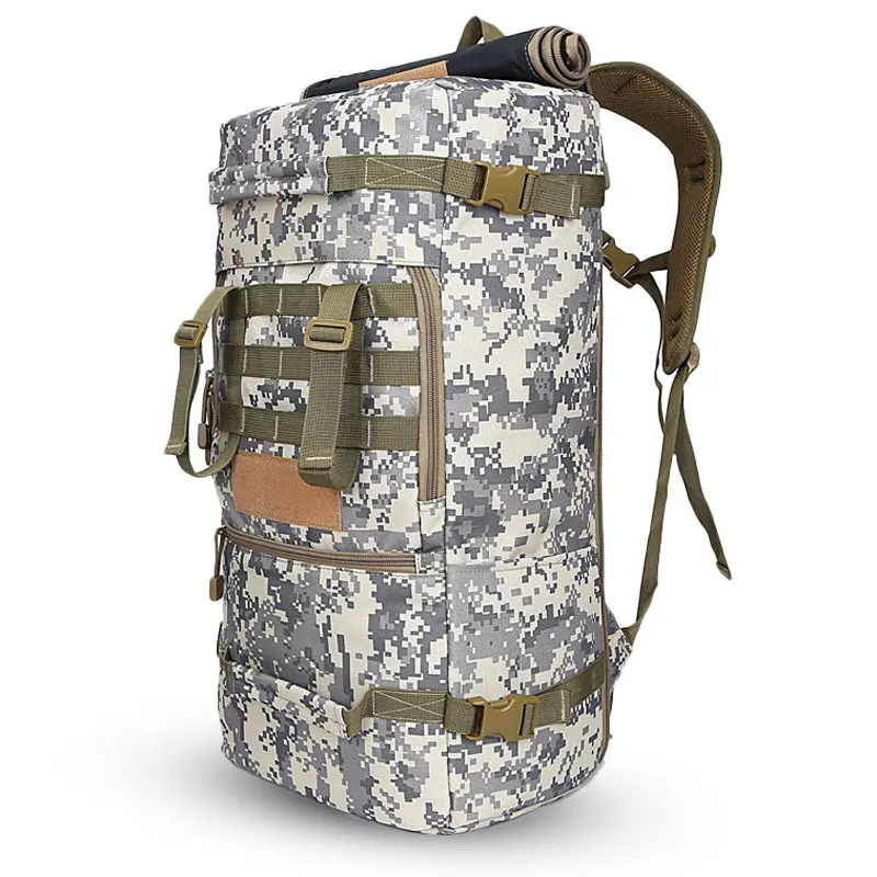 Нейлоновый 50л походный военный тактический рюкзак для альпинизма, Походов, Кемпинга, альпинизма, мужские спортивные сумки, 3D рюкзак - Цвет: White-camo
