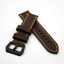 Hand Made Genuine Leather Watch Band Strap for P Watch 20mm 22mm 24mm 26mm With Black