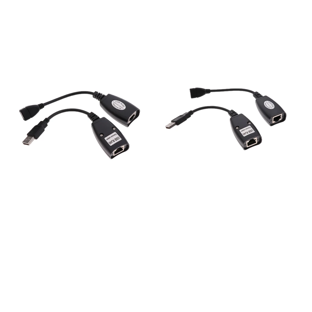 2Pair USB2.0 to RJ45 Lan Extension Cable Network Extender Adapter Amplifier 